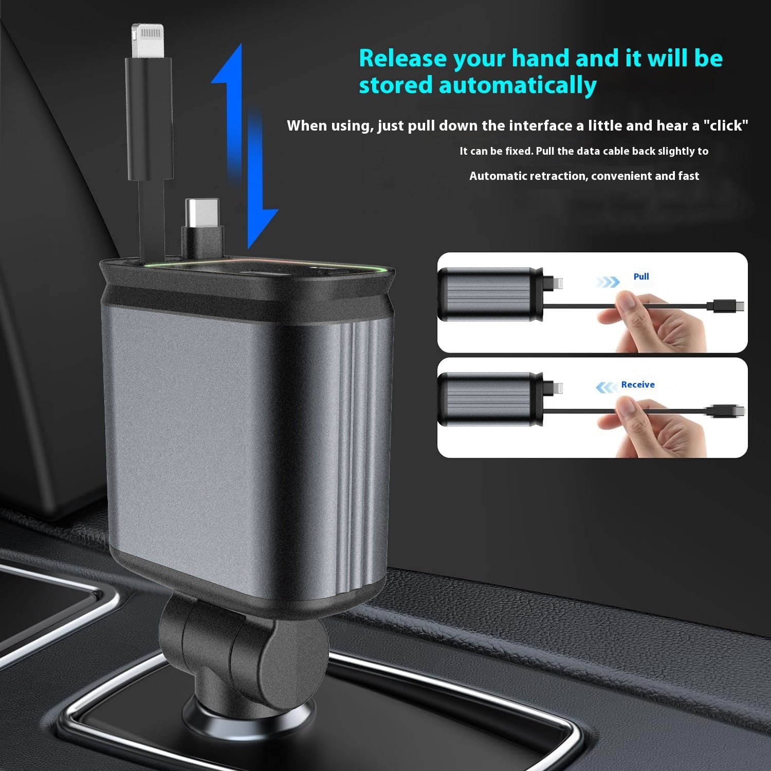 Car Mobile Phone Charger Four-in-one Multi-function Double Telescopic Strip Line
